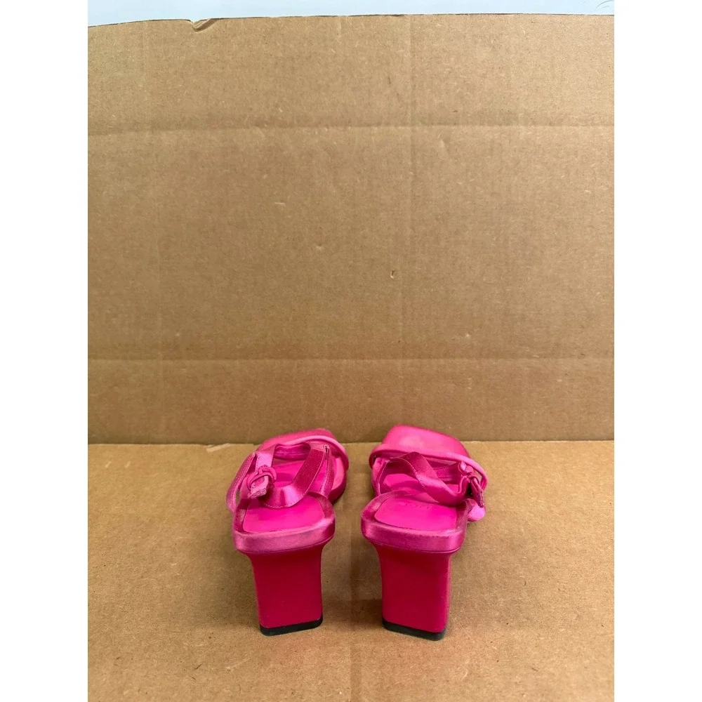 Vince Luella Satin Ankle-Strap Heeled Sandals Hot Pink Womens Size 6M US